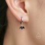 Sterling Silver Cz Marquise Crown Huggie Hoop Earrings, thumbnail 7 of 11