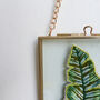 Green Palm Leaf Embroidery Framed Art, thumbnail 2 of 5