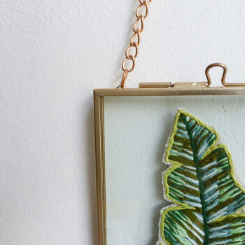 Green Palm Leaf Embroidery Framed Art, 2 of 5