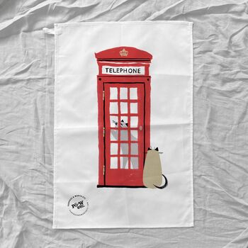 London Phone Box Cat Tea Towel, 2 of 2