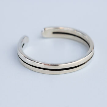Sterling Silver Line Cut Out Adjustable Ring, 5 of 5