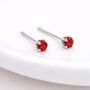 Sterling Silver Red Ruby Micro Stud Earrings – 3mm, thumbnail 3 of 5