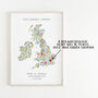 Personalised Floral Map Of British Isles Unframed Print, thumbnail 2 of 3
