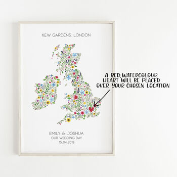 Personalised Floral Map Of British Isles Unframed Print, 2 of 3