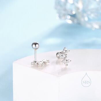 Sterling Silver Tiny Hydrangea Bouquet Cz Screw Back Earrings, 8 of 12