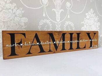 Personalised Family Sign With Heart Names, 2 of 4