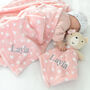 Personalised Pink Bear Hearts Comforter And Blanket Set, thumbnail 4 of 8