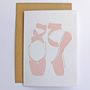 Pink Ballet Shoes Embossed Greeting Card, thumbnail 1 of 2