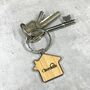 Personalised Bamboo And Metal House Shaped Keyring, thumbnail 4 of 5