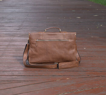 Vegetable Tanned Genuine Leather Laptop Bag, 7 of 12