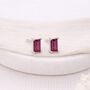 Sterling Silver Ruby Baguette Stud Earrings – 6mm X 4mm, thumbnail 3 of 6