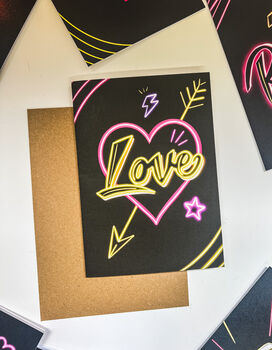Neon Love Card Valentines Card, 3 of 3