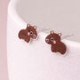 Sterling Silver Enamel Capybara Stud Earrings – 10mm X 8mm, thumbnail 1 of 6