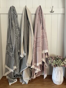 Hestia Modern, Striped Cotton Blanket Pink Terracotta, 7 of 12