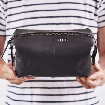 Personalised Initials Leather Wash Bag, 12 of 12