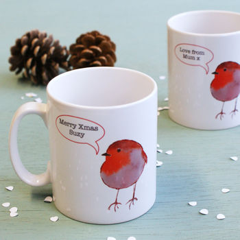 Personalised Christmas Speech Bubble Robin Mug, 2 of 4