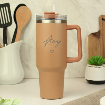 Personalised Heart Extra Large Travel Cup With Handle, 6 of 7