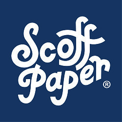 Scoff Paper blue and white logo