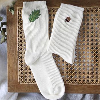 Personalised Autumn Oak Leaf Warm Cashmere Bed Socks, 4 of 8