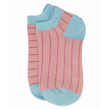 Grid Cream And Dash Pink Women's Trainer Socks Bundle, 6 of 8