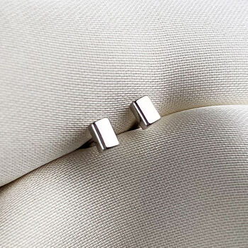 Sterling Silver Simple Bar Stud Earrings, 3 of 6