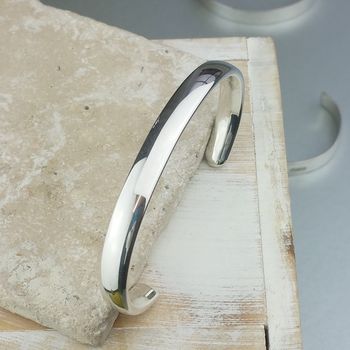 Mens' Curved Solid Silver Open Cuff Bracelet, 4 of 11