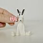 Monochrome Bunny Rabbit Ceramic Ring Stand, thumbnail 1 of 4
