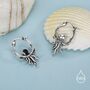 Sterling Silver Octopus Charm Hoop Earrings, thumbnail 5 of 11