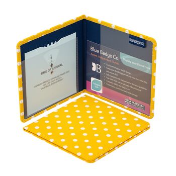 Disabled Blue Badge Permit Wallet Canary Yellow Spotty, 7 of 7