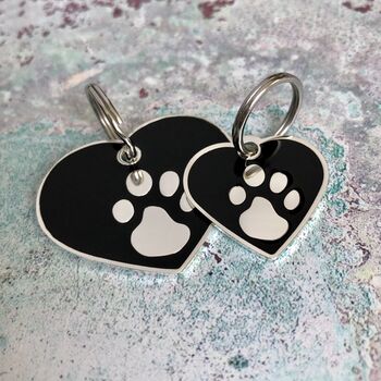 Black And Silver Heart Pet ID Tag, 3 of 6