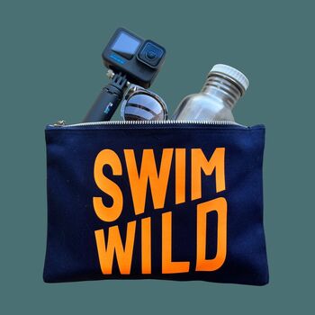 Navy And Orange Swim Wild Zip Bag, 2 of 2