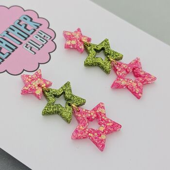 Glitzy Triple Star Resin Earrings, 9 of 12