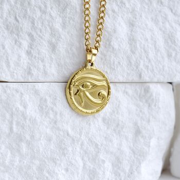 Eye Of Horus Necklace 18 K Gold Egyptian Jewelry Gift, 6 of 6