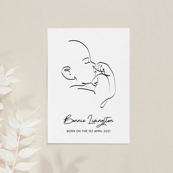 Personalised Line Art Relaxed Baby Print, 3 of 12