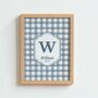 Personalised Blue Gingham Art Print, thumbnail 1 of 6
