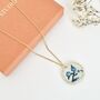 Blue And White Floral Handmade Circle Clay Necklace, thumbnail 3 of 9