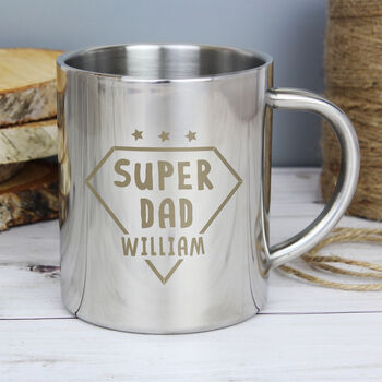 Personalised Super Dad Stainless Steel Mug, 2 of 3