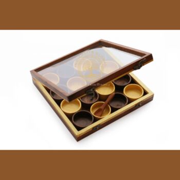 Dual Tone Handmade Wooden Spice Box 16 Compartment, 6 of 6