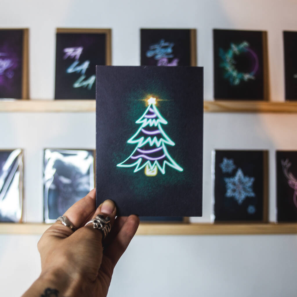 Neon Tree Christmas Greetings Card, 1 of 2