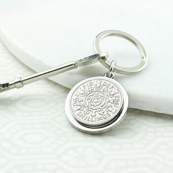 Personalised 1964 60th Birthday Two Shillings Keyring, 2 of 6