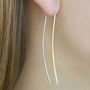 Silver And Gold Plated Double Bar Drop Earrings, thumbnail 2 of 5