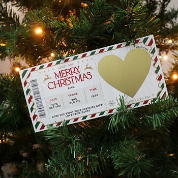 Musical Surprise Scratch Reveal Ticket Personalised Christmas Gift Scratch Card, 6 of 7