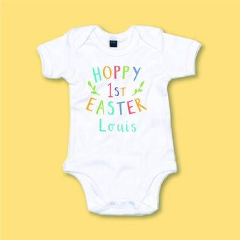 'Happy First Easter' Personalised Babygrow, 2 of 3