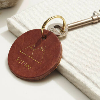 Personalised Gold Foil Leather Keyring With Hobby Illustration, 3 of 4