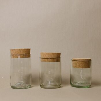 Set Of Three Storage Jars Made From Wine Bottles, 2 of 6