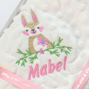 Personalised Embroidered Bunny Baby Blanket With Name, 3 of 10