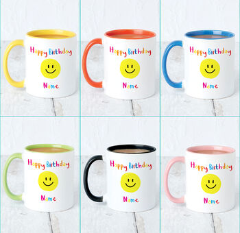 Personalised Smiley Face Birthday Celebration Mug, 2 of 12