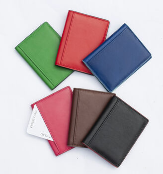 Small Leather Card Holder Wallet Colourful Personalised Gift, 3 of 10