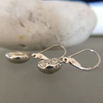 Silver Handmade Molten Earrings, 3 of 4