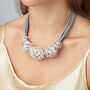 Grey Leather Rope Necklace With Wire Mesh Detail, thumbnail 3 of 3